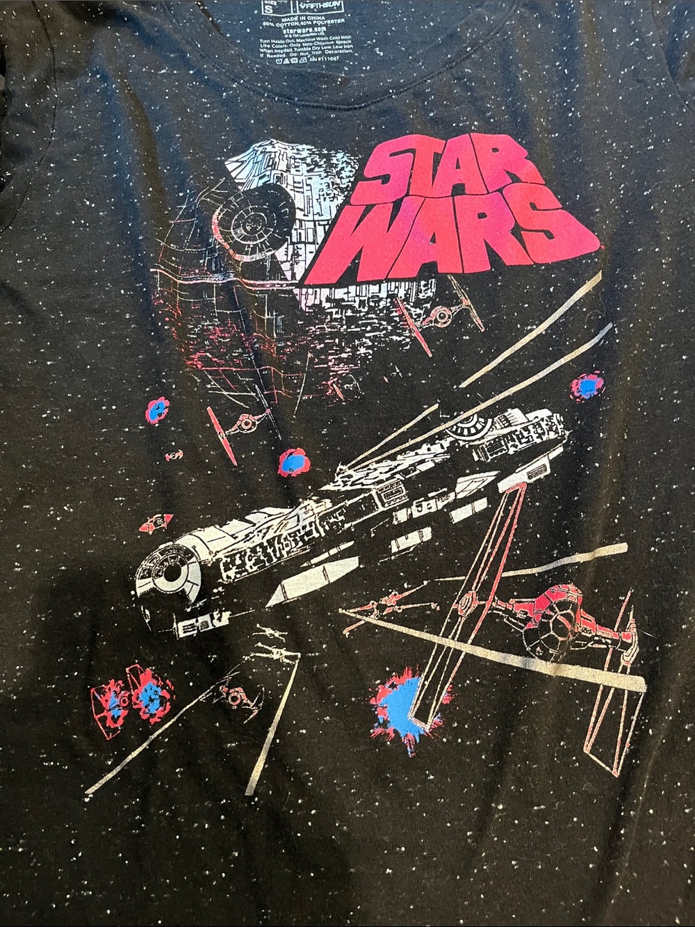 Star Wars Black Tee with Red Logo and Retro Space Graphic - Picture 3 of 5